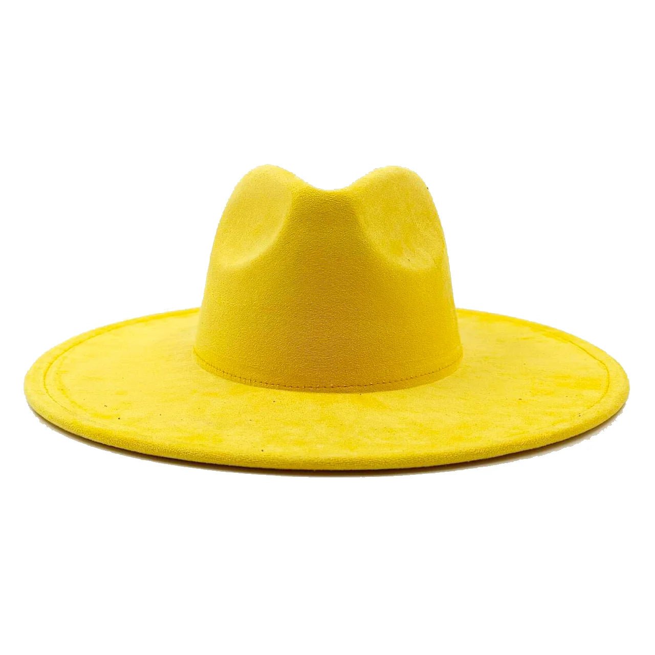 Suede fedora hat with heart shaped top, 3.75" brimAzizaK