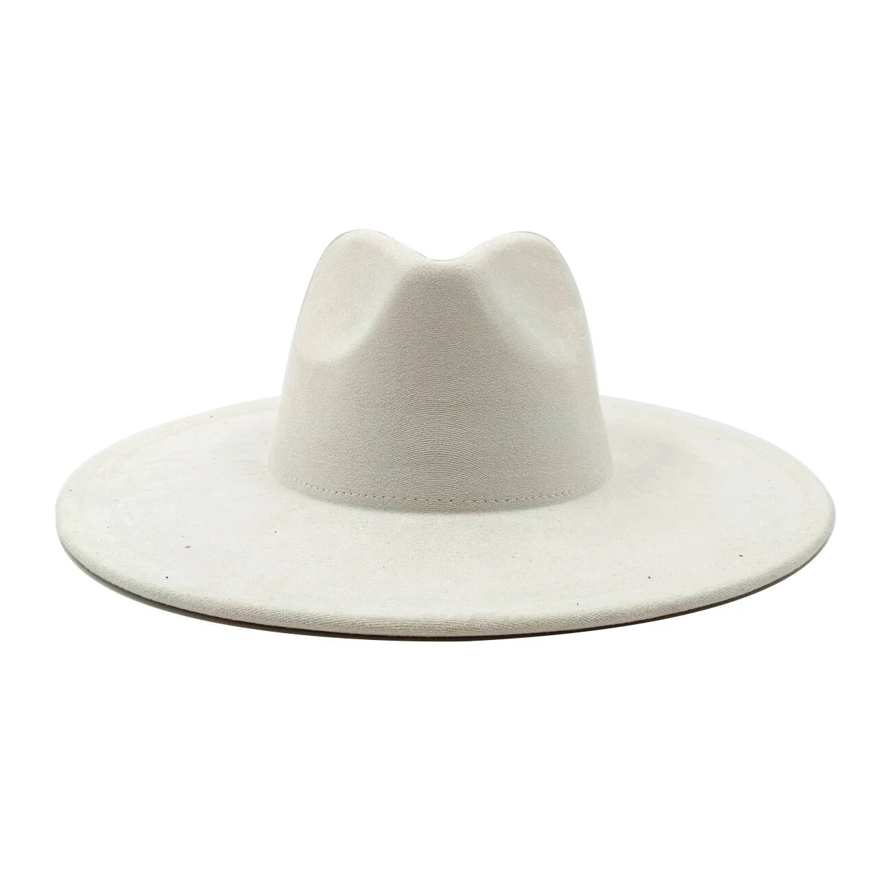 Suede fedora hat with heart shaped top, 3.75" brimAzizaK