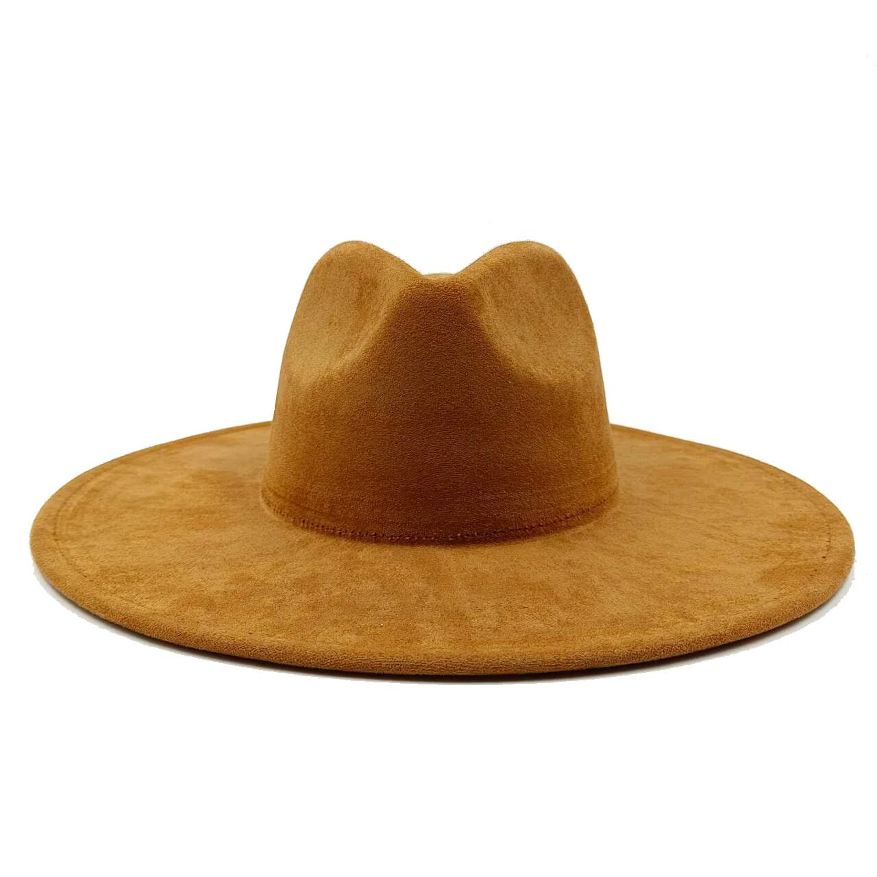 Suede fedora hat with heart shaped top, 3.75" brimAzizaK
