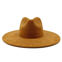Suede fedora hat with heart shaped top, 3.75" brimAzizaK