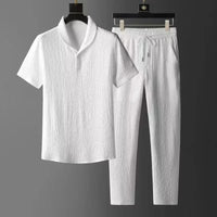 ❄️ Summer Ice Silk Cotton - Linen Set – Men's Ultra - Thin Sleeveless & Mid - Sleeve OutfitAzizaK