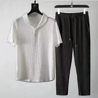 ❄️ Summer Ice Silk Cotton - Linen Set – Men's Ultra - Thin Sleeveless & Mid - Sleeve OutfitAzizaK