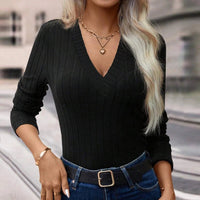 T-shirt, autumn - winter, simple and decent woven pattern, long sleevesAzizaK