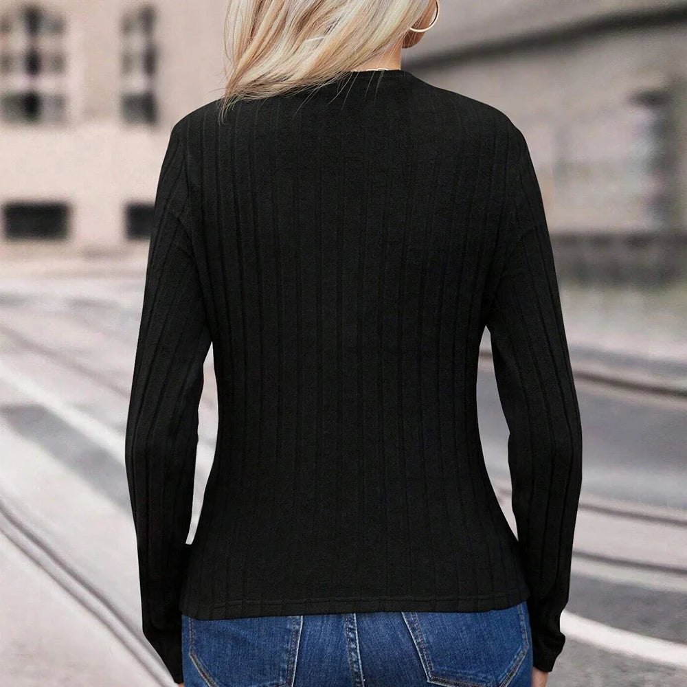 T-shirt, autumn - winter, simple and decent woven pattern, long sleevesAzizaK