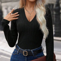 T-shirt, autumn - winter, simple and decent woven pattern, long sleevesAzizaK
