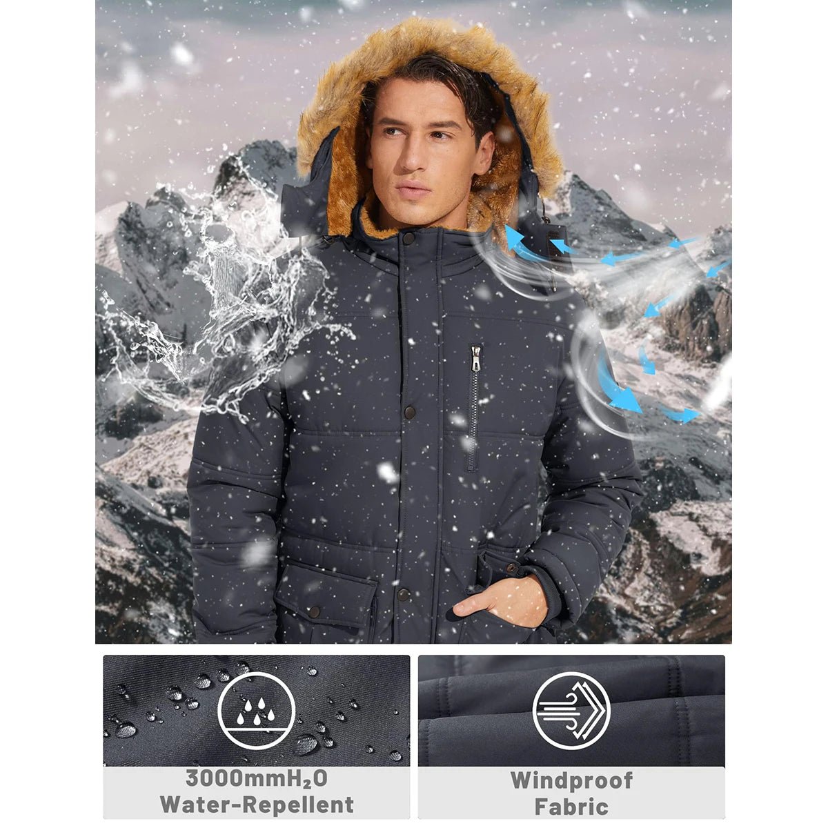 TACVASEN Fleece Lined Parka JacketAzizaK