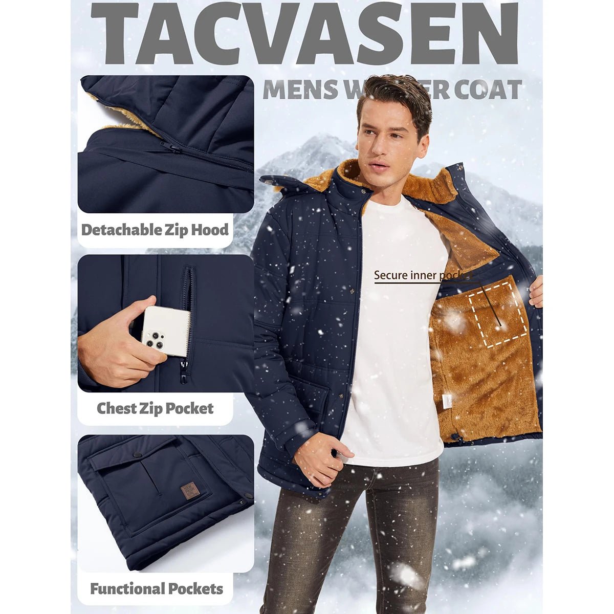 TACVASEN Fleece Lined Parka JacketAzizaK