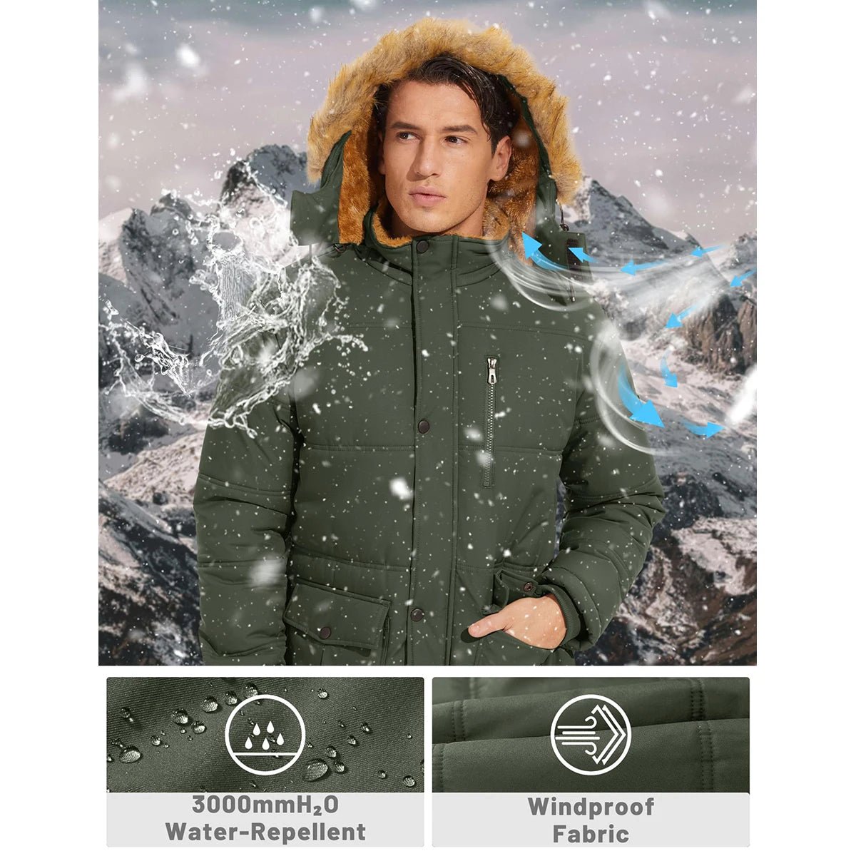 TACVASEN Fleece Lined Parka JacketAzizaK