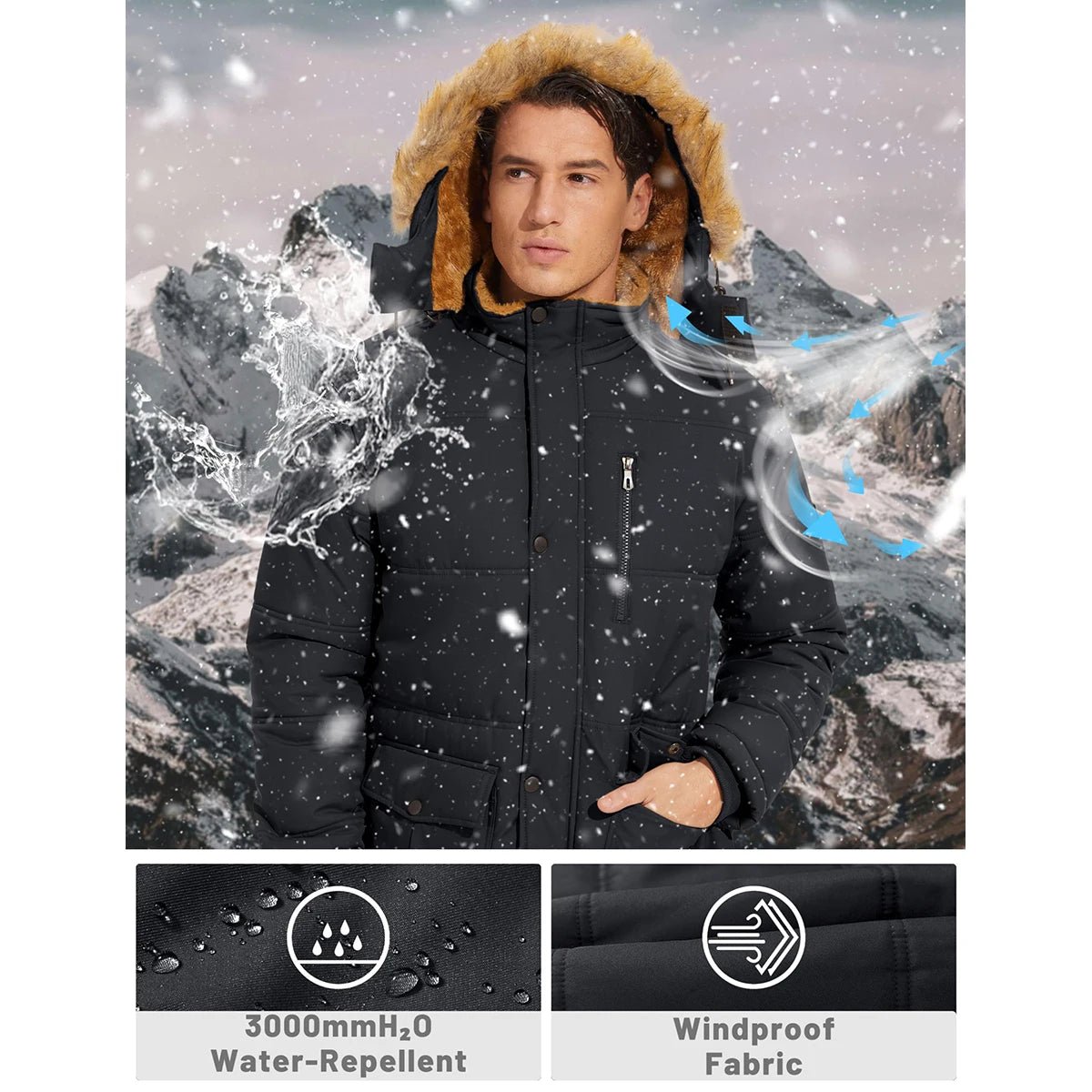 TACVASEN Fleece Lined Parka JacketAzizaK