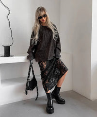 Talenza black lace transparent skirtAzizaK
