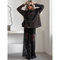 Talenza black lace transparent skirtAzizaK