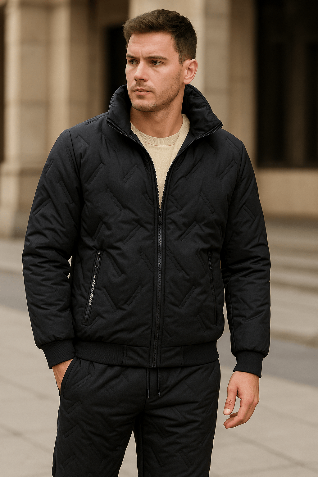 Thick and warm winter tracksuit in lambswool lined with fleece, jacket + pantsAzizaK