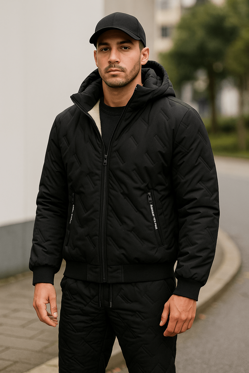 Thick and warm winter tracksuit in lambswool lined with fleece, jacket + pantsAzizaK