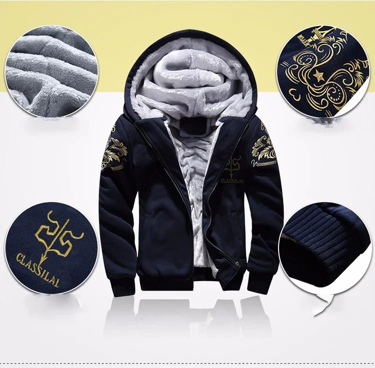 thickened warm hooded cardigan jacket + pantsAzizaK