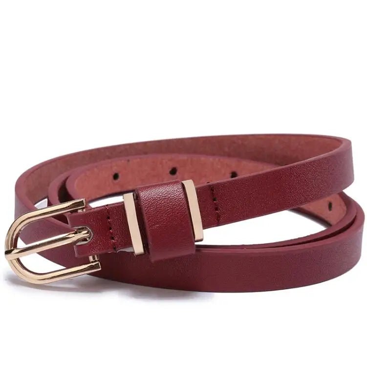 Thin leather belt, solid color, 1.5 cm wide, 10 sizes to choose fromAzizaK
