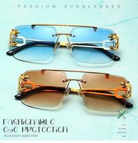 Trendy rectangular rimless sunglassesAzizaK