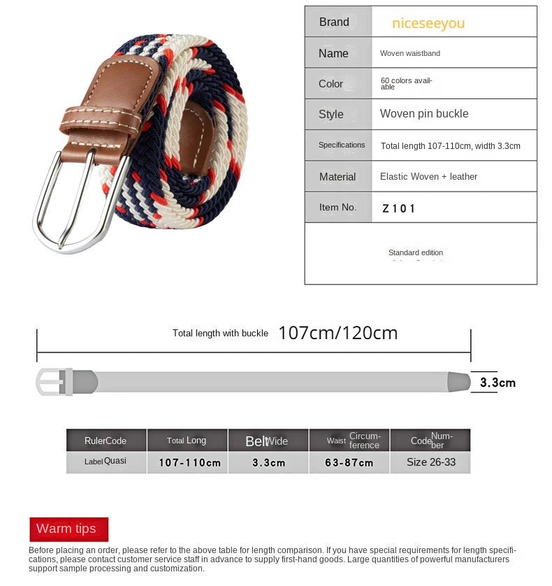 Unisex colorful canvas belt 107/120 cmAzizaK