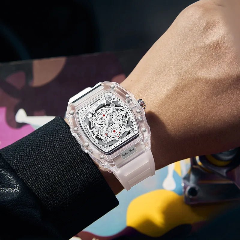 UTHAI BK134 Personalized Transparent Hollow Barrel Quartz WatchAzizaK