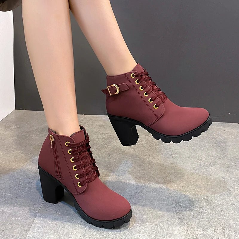 Velvet boots with wedge sole, internal zipperAzizaK