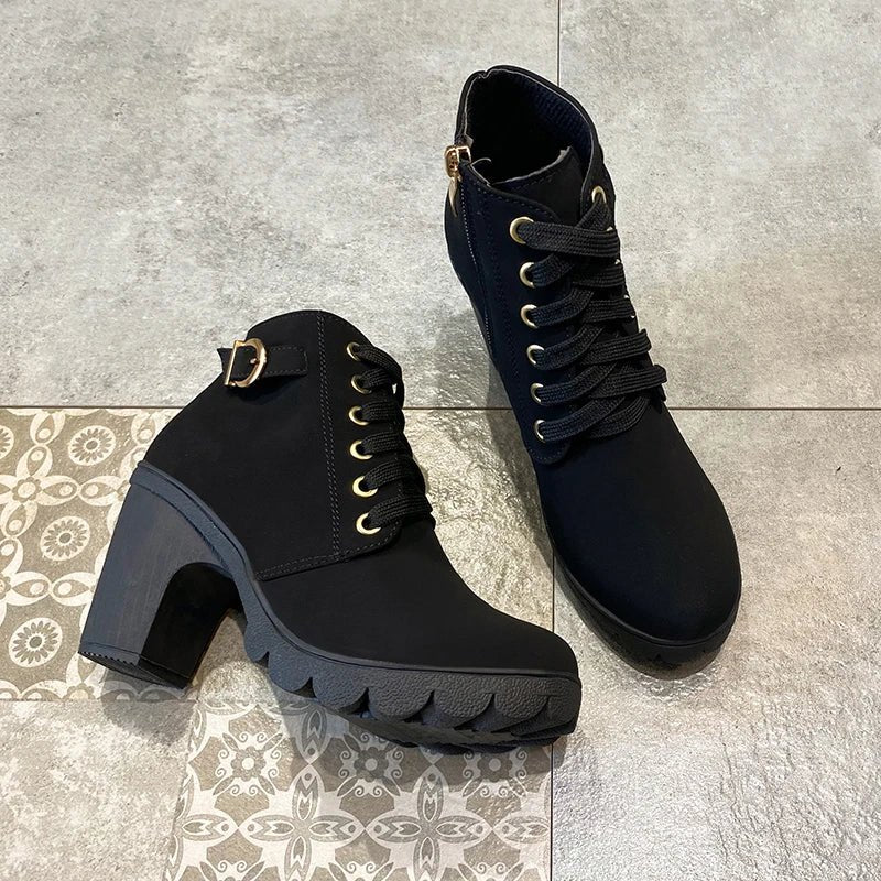 Velvet boots with wedge sole, internal zipperAzizaK