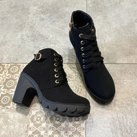 Velvet boots with wedge sole, internal zipperAzizaK