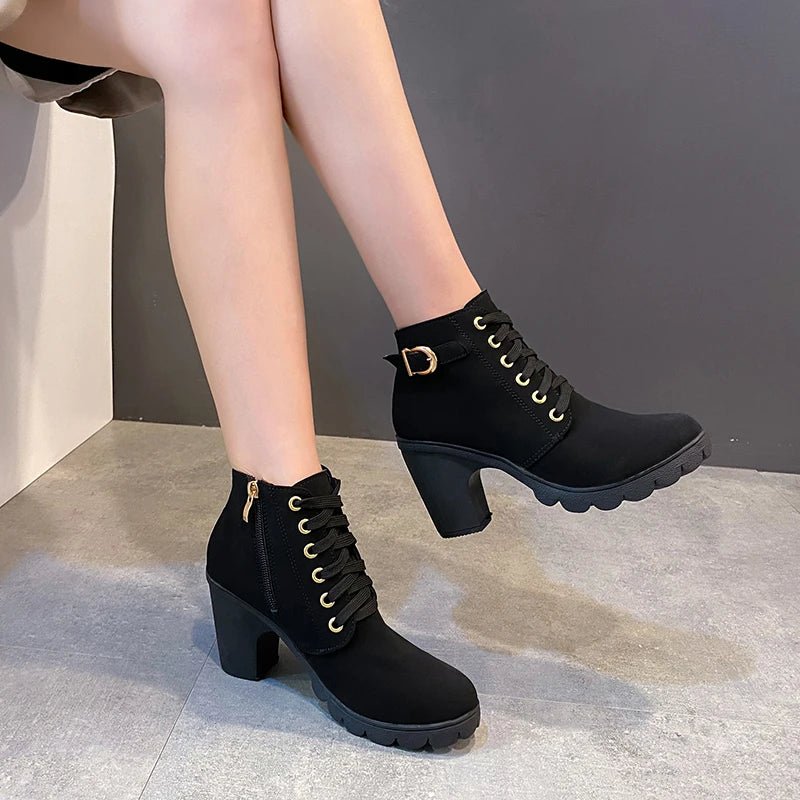 Velvet boots with wedge sole, internal zipperAzizaK