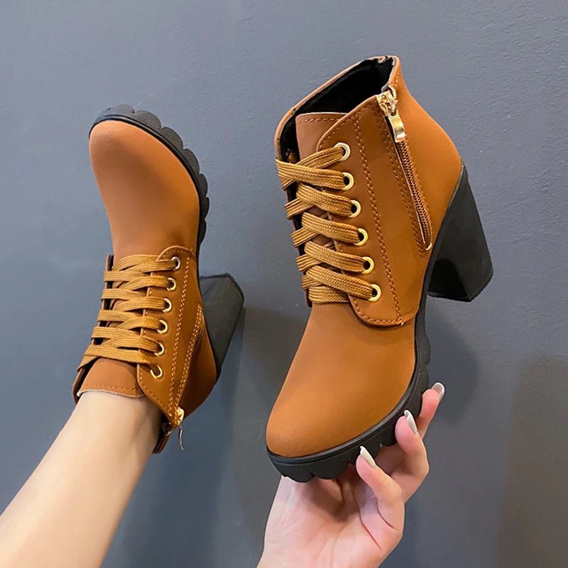 Velvet boots with wedge sole, internal zipperAzizaK