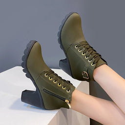 Velvet boots with wedge sole, internal zipperAzizaK