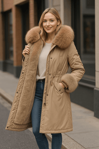 warm padded faux fur coatAzizaK