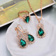 Waterdrop Green Rhinestone Necklace Earrings Ring Jewelry Set Chic Ladies Jewelry Fashion Bling Bling Bridal Party AccessoriesAzizaK