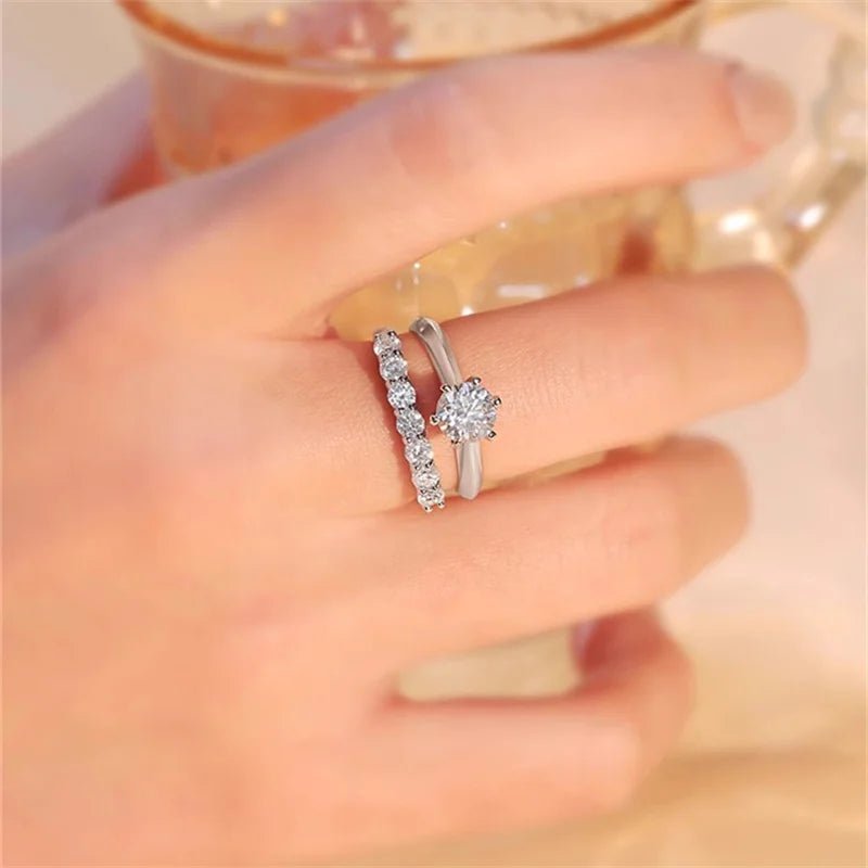 Wedding Ring Set White Gold Plated 1 Carat Cubic ZirconiaAzizaK