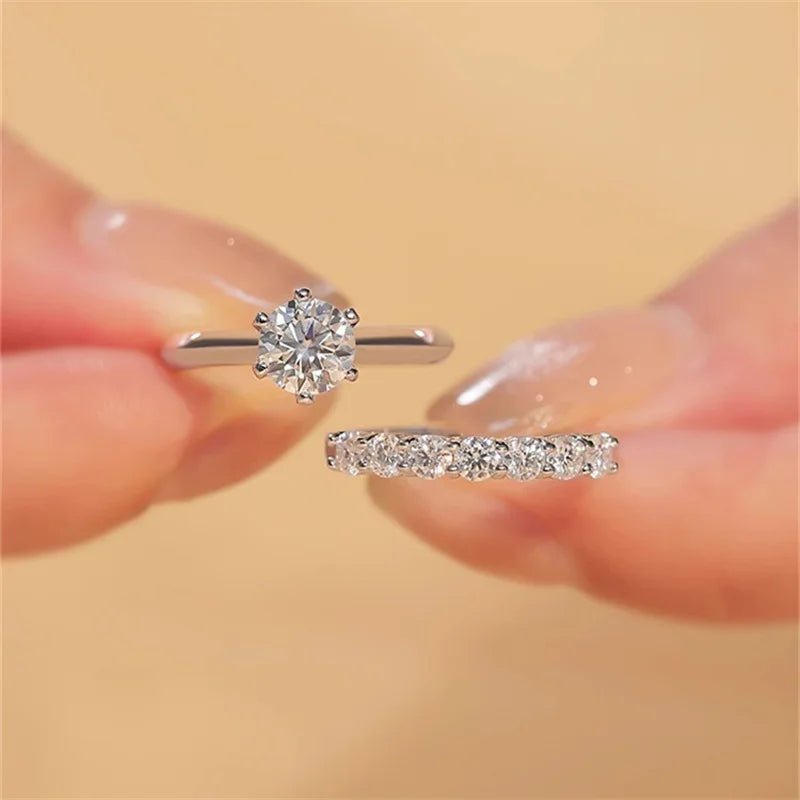 Wedding Ring Set White Gold Plated 1 Carat Cubic ZirconiaAzizaK
