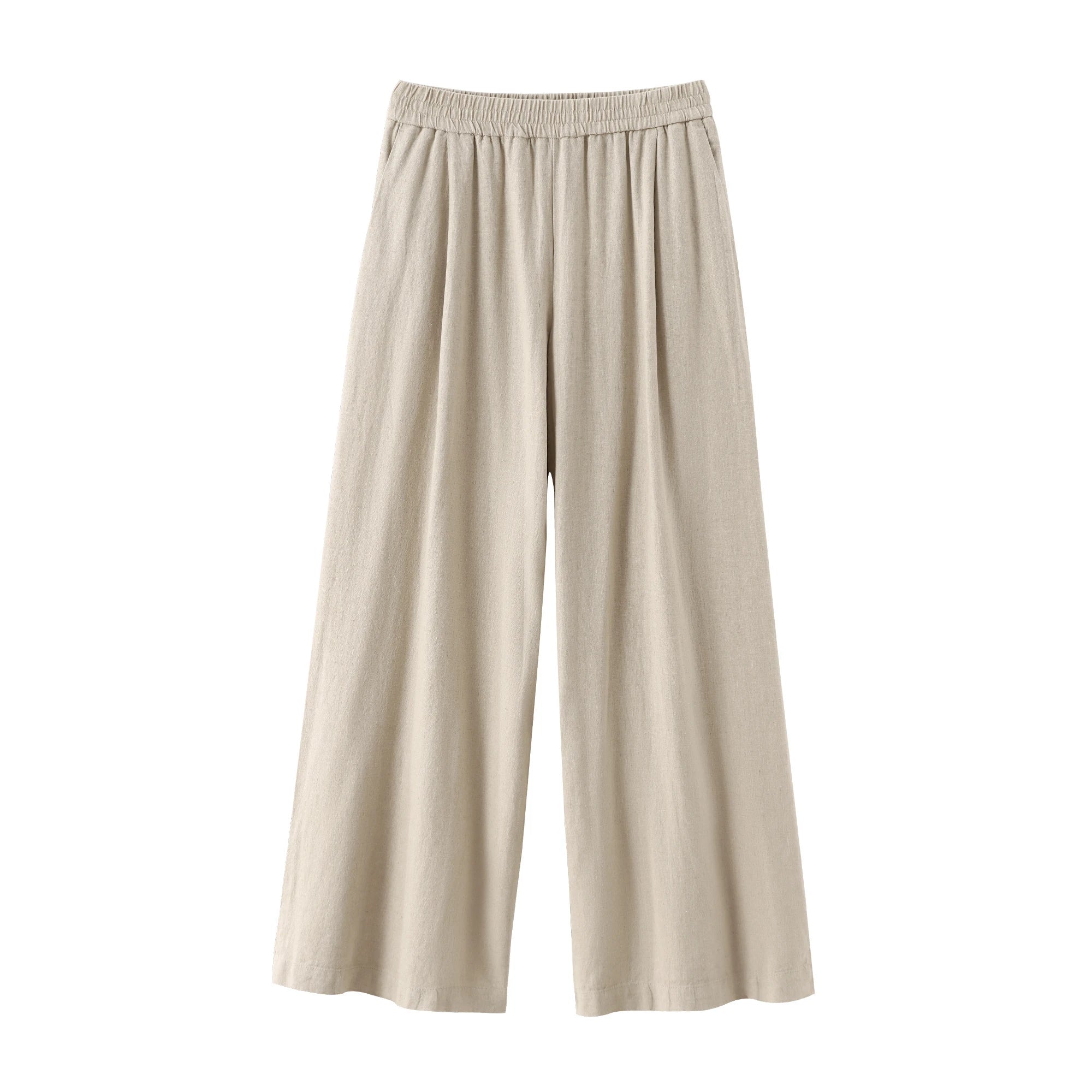 Wide elastic waist pants with simple decorative blouseAzizaK
