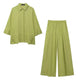 Wide elastic waist pants with simple decorative blouseAzizaK