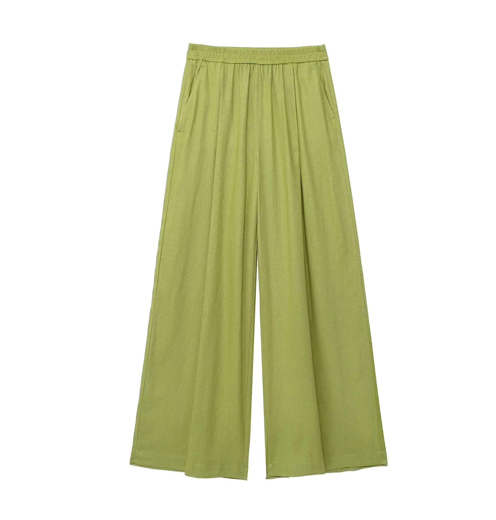 Wide elastic waist pants with simple decorative blouseAzizaK