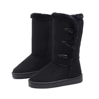Winter Women Mid - calf Boots Thick Plush Thick Sole Non - slip Fashion Solid Color Button New Women Boots Classic Retro Long BootsAzizaK