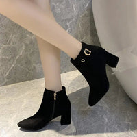 Women Ankle Boots Black LeatherAzizaK