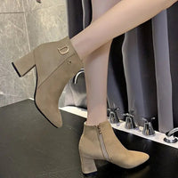 Women Ankle Boots Black LeatherAzizaK