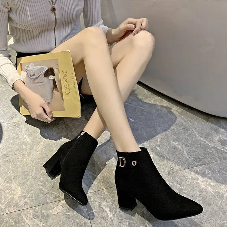 Women Ankle Boots Black LeatherAzizaK
