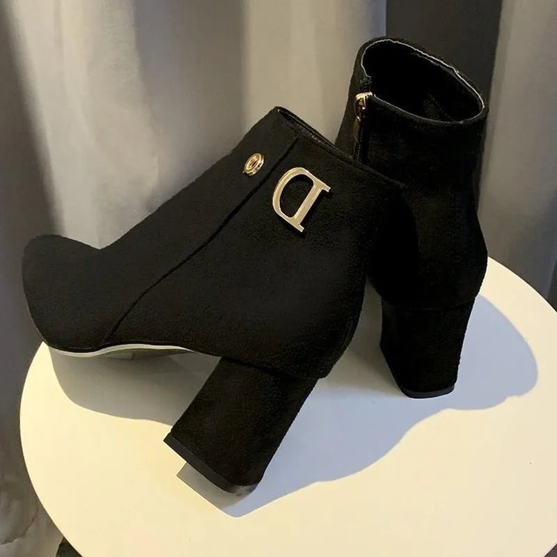 Women Ankle Boots Black LeatherAzizaK