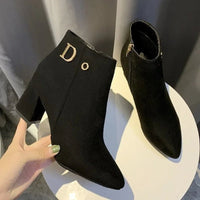 Women Ankle Boots Black LeatherAzizaK