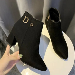 Women Ankle Boots Black LeatherAzizaK