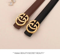 Women’s PU Leather Belt With Moon Temperament ButtonAzizaK