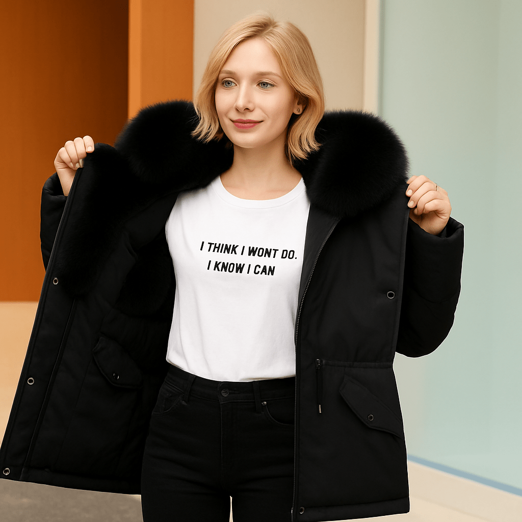 Wool Lining Coat Slim Hooded Parkas With Fur CollarAzizaK