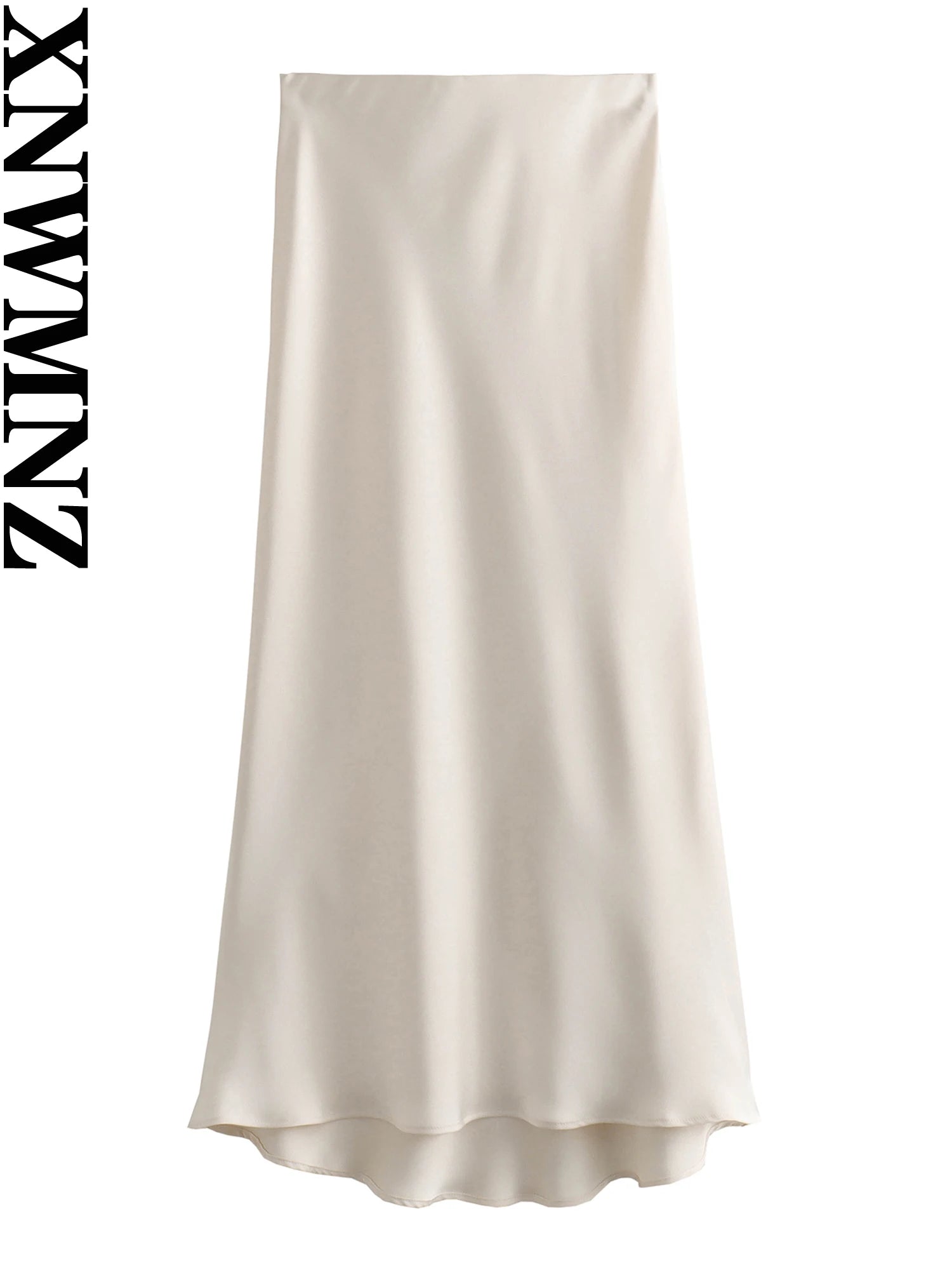 XNWMNZ Flowy Satin Midi SkirtAzizaK