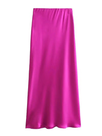 XNWMNZ Flowy Satin Midi SkirtAzizaK