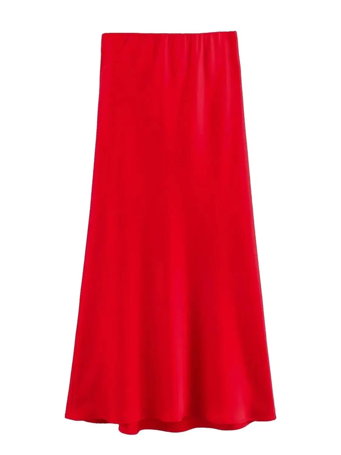 XNWMNZ Flowy Satin Midi SkirtAzizaK