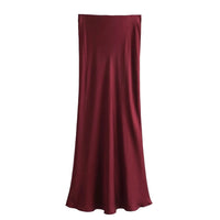 XNWMNZ Flowy Satin Midi SkirtAzizaK