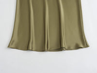 XNWMNZ Flowy Satin Midi SkirtAzizaK