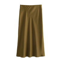 XNWMNZ Flowy Satin Midi SkirtAzizaK